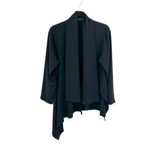 BLANQUE Womens Black Asymmetrical Open Cardigan Sweater Lagenlook Medium / Large